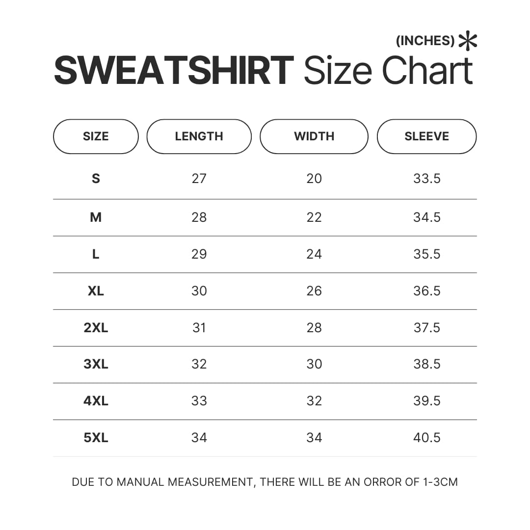 Sweatshirt Size Chart - Enhypen Shop