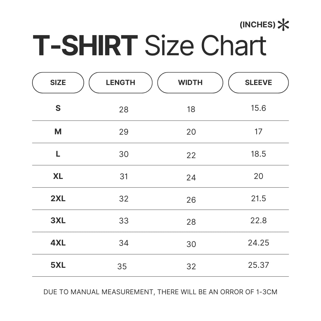 T shirt Size Chart - Enhypen Shop